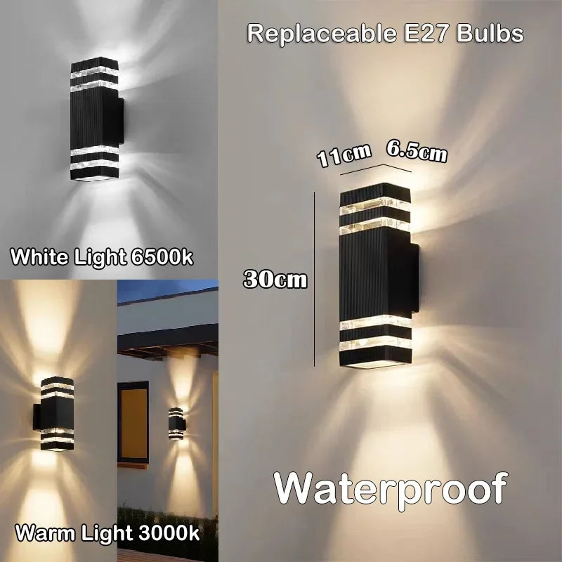 LED Outdoor Wall Lights E27 up down Exterior Wall Sconce IP65 Waterproof Led Sconce Lamp for Porch Front Door Garden Wall Lamp