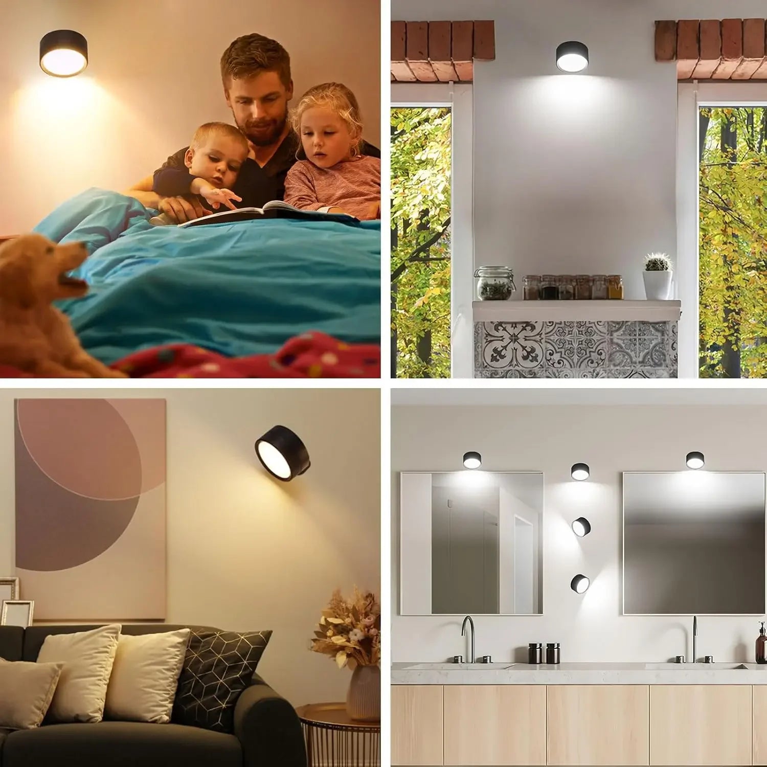 Magnetic LED Wall Light Night Dimmable Magnetic Picture Lights 360° Rotation Touch Remote Control Cabinet Spotlight Night Lamp