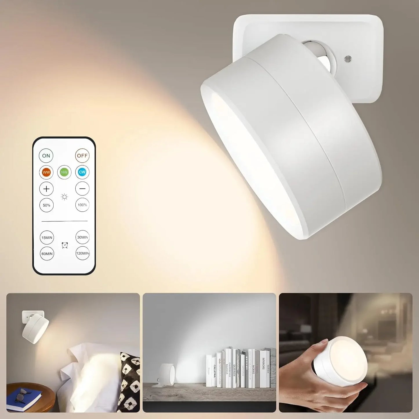 Magnetic LED Wall Light Night Dimmable Magnetic Picture Lights 360° Rotation Touch Remote Control Cabinet Spotlight Night Lamp