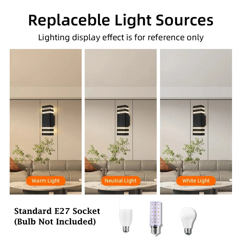 LED Outdoor Wall Lights E27 up down Exterior Wall Sconce IP65 Waterproof Led Sconce Lamp for Porch Front Door Garden Wall Lamp