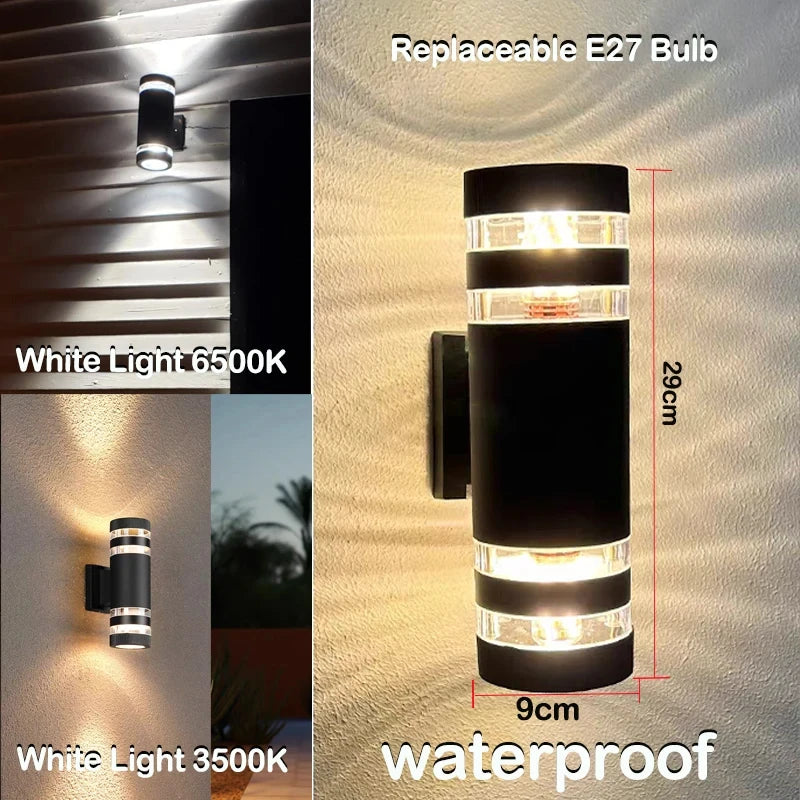 LED Outdoor Wall Lights E27 up down Exterior Wall Sconce IP65 Waterproof Led Sconce Lamp for Porch Front Door Garden Wall Lamp