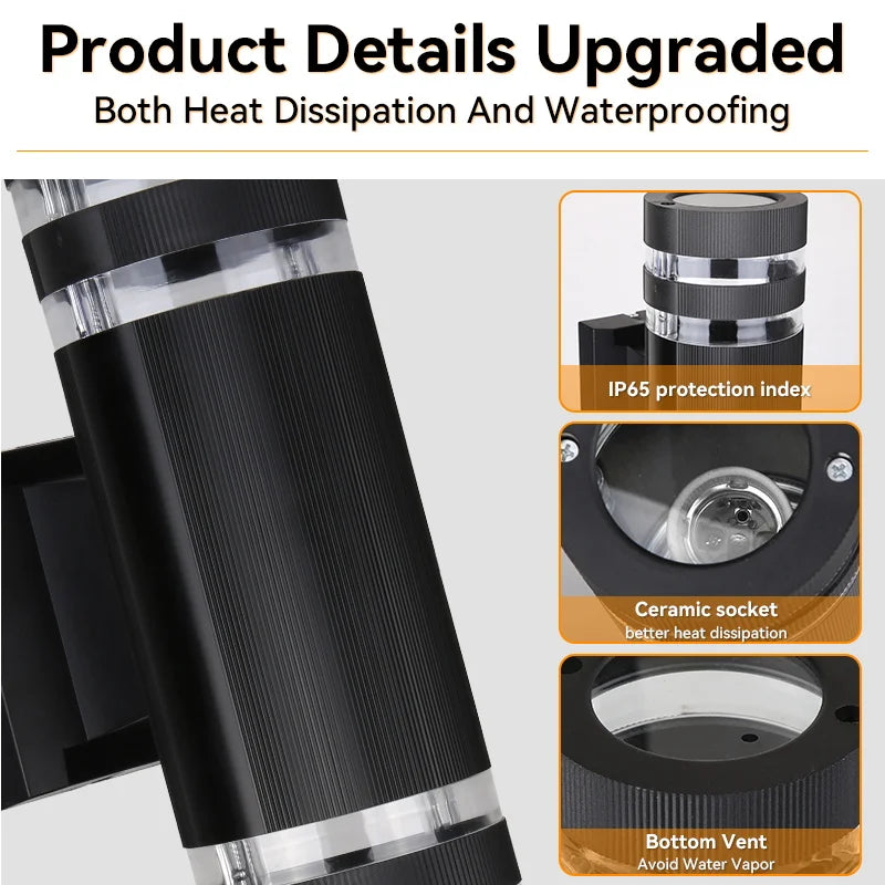 LED Outdoor Wall Lights E27 up down Exterior Wall Sconce IP65 Waterproof Led Sconce Lamp for Porch Front Door Garden Wall Lamp