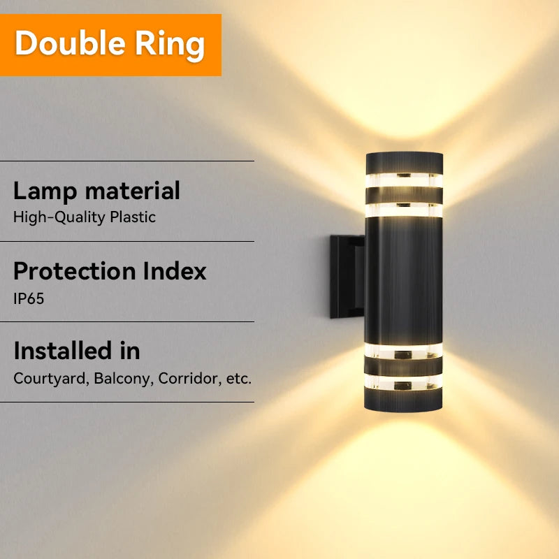 LED Outdoor Wall Lights E27 up down Exterior Wall Sconce IP65 Waterproof Led Sconce Lamp for Porch Front Door Garden Wall Lamp