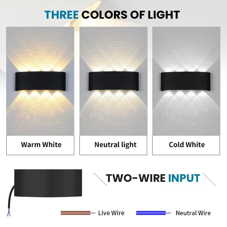 LED Wall Lamp Outdoor Waterproof IP66 Interior Wall Light 2W 4W 6W 8W 10W Minimalist Creative Bedroom Bedside Lamp